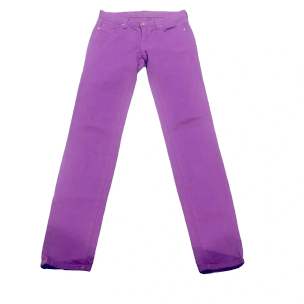 KATE SPADE PURPLE SKINNY BROOME ST PLAY HOOKIE LOW-RISE JEANS 25